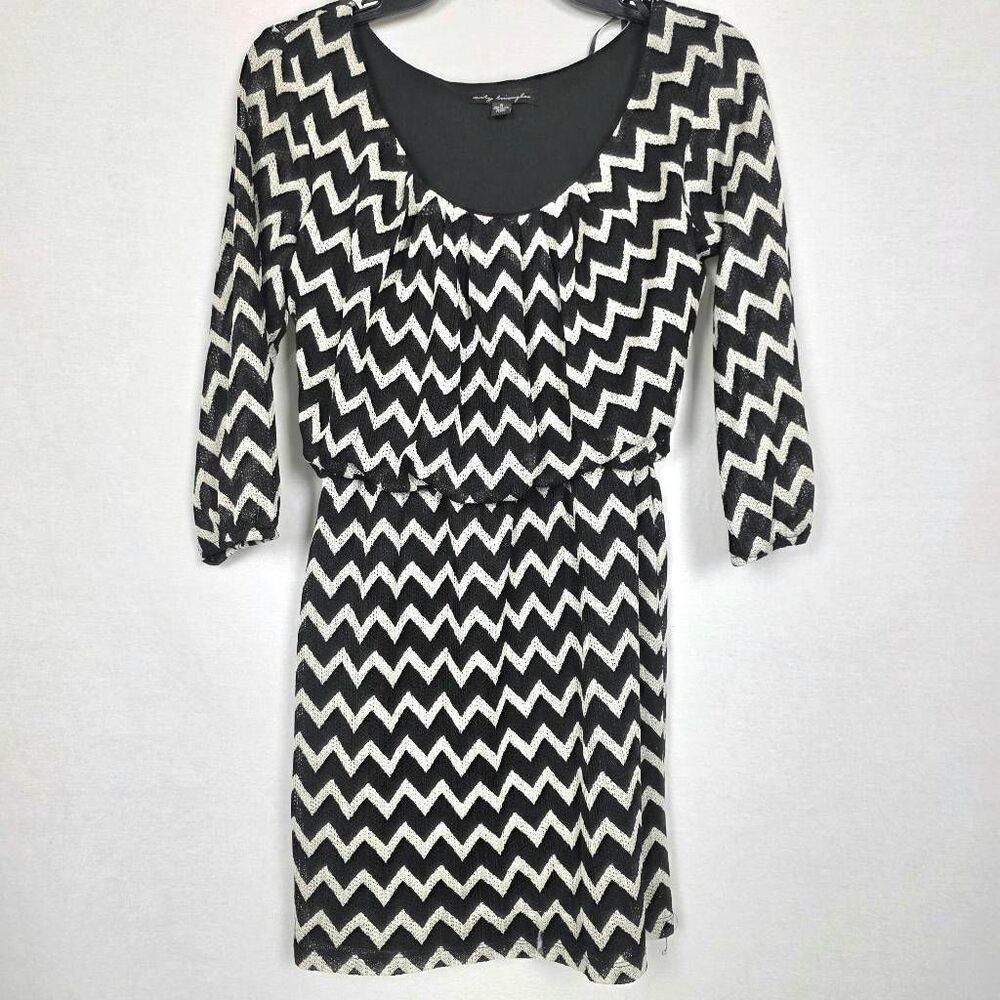 City Triangles Black White Chevron Dress Size Small